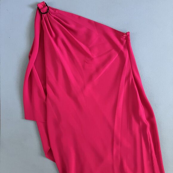 NWT Lauren Ralph Lauren Druzana Georgette Magenta One Shoulder Cocktail Dress - Picture 5 of 8